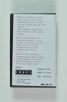 Crips, Etats Généraux Du Sida cassette vidéo "Vivre le Sida" / Vivre le Sida / Malades du sida, séropositifs et proches, nous avons des choses dire.../ Témoignez!" / Etats Généraux. France 1990 2002.127.77.1-2 Photo Mucem