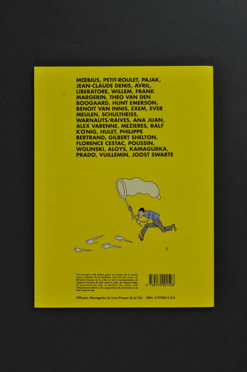 Fondation Du Présent, Carouge, Suisse. Diffusion : livre "Les aventures du latex" / La bande dessinée européenne s'empare du préservatif" Lorraine, France 1991/11 2002.127.88 Photo Mucem