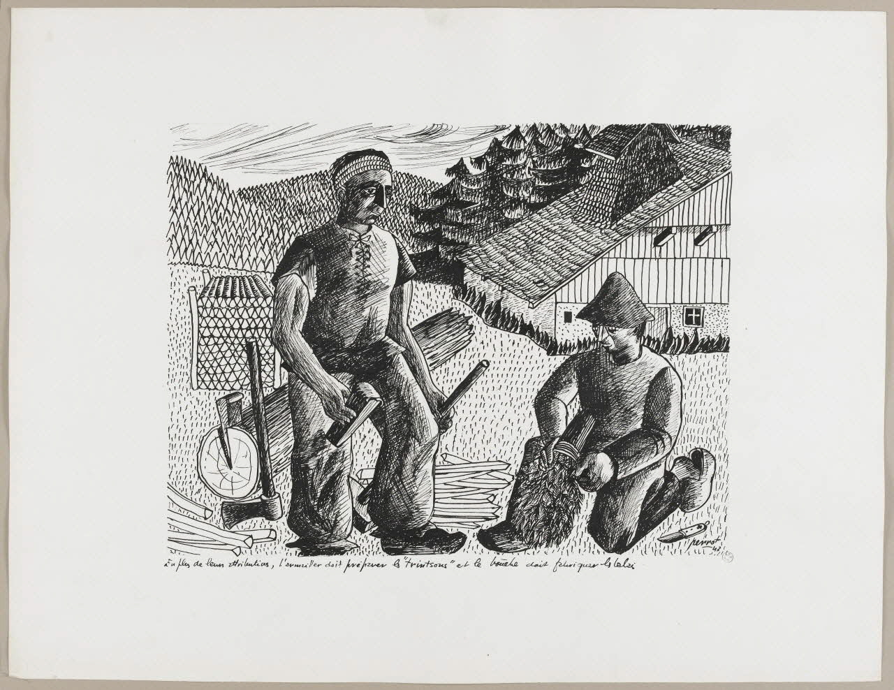 René Perrot dessin Armailler et bouebe en Franche-Comté Franche-Comté, France 1943 1943.18.30 Photo photo RMN-JEAN_GILLES Berizzi