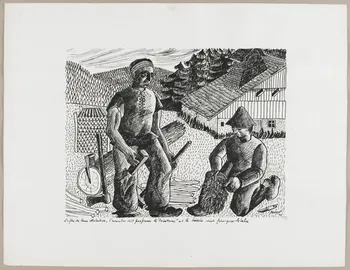 René Perrot dessin Armailler et bouebe en Franche-Comté Franche-Comté, France 1943 1943.18.30 Photo photo RMN-JEAN_GILLES Berizzi
