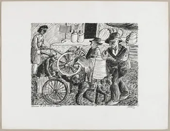 René Perrot dessin Comment on porte le lait au chalet en Franche-Comté Franche-Comté, France 1943 1943.18.33  Photo photo RMN-JEAN_GILLES Berizzi