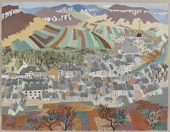 René Perrot dessin Vue panoramique de village de montagne Franche-Comté, France 1943 1943.4.67  Photo photo RMN-JEAN_GILLES Berizzi