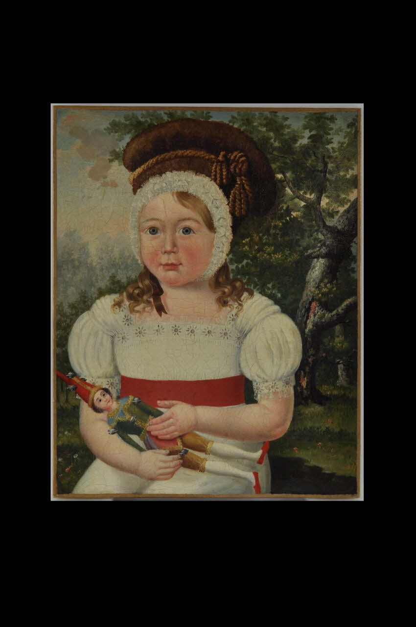 peinture Portrait d'enfant en buste tenant une poupée 1945.81.211 Photo Mucem