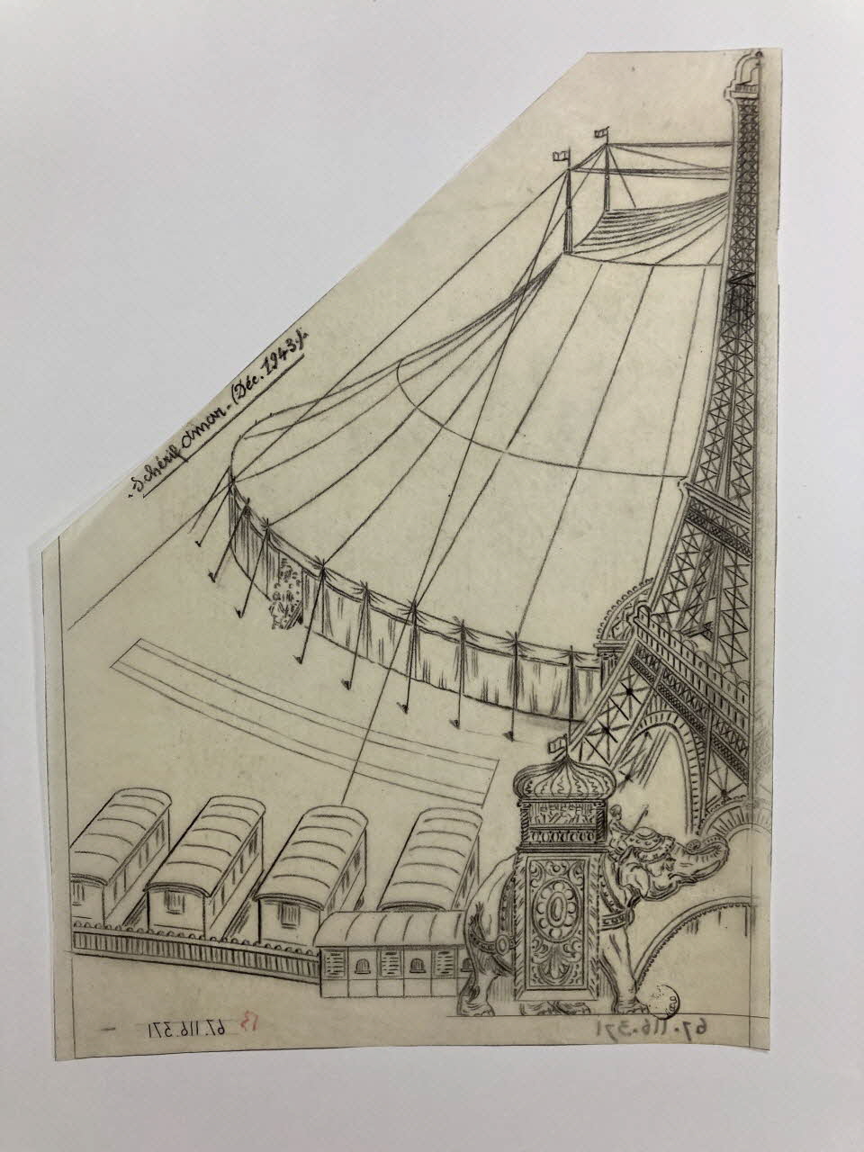 Gustave Soury dessin Le cirque Amar près de la tour Eiffel 1943 1967.116.371 Photo