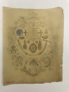 Corné dessin Frontispice d'album d'ouvrage en cheveux 1878 1985.2.18 Photo