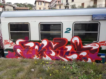 Agent photographie Panel piece "Agent" en wildstyle sur train Ligurie, Italie 2019 2021.3.20.3  Photo Collection Mucem, cliché Agent