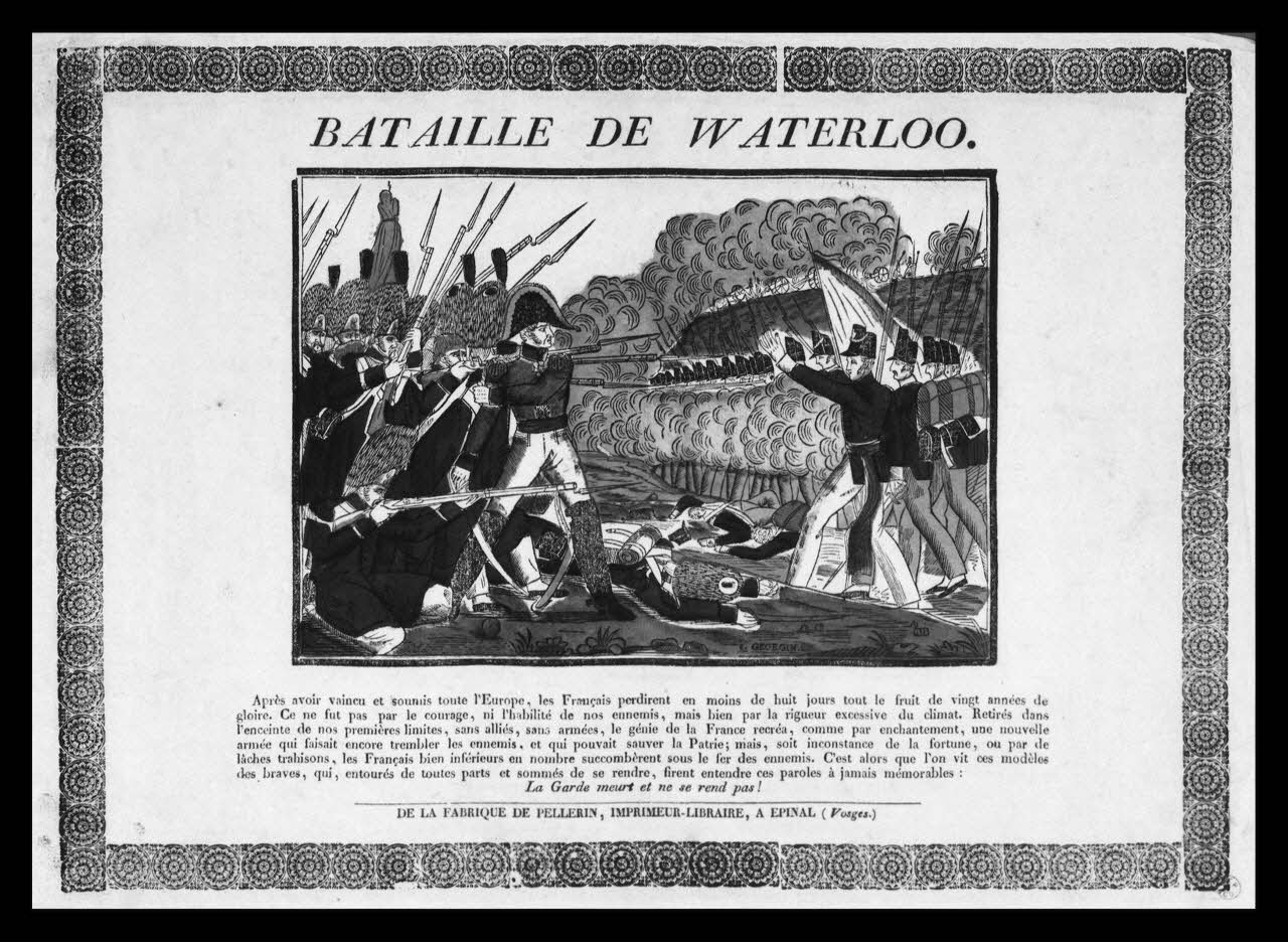 Bibliothèque nationale de France photographie Image. "Bataille de Waterloo". Pellerin à Bois colorié. Epinal Provence-Alpes-Côte d'Azur, France 1954 Ph.1954.9.192 Photo