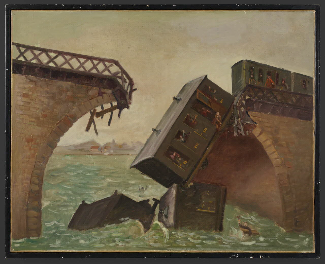 Anonyme tableau La catastrophe des Ponts-de-Cé Bretagne, France 1925-1940 1983.39.7 Photo Mucem / Marianne Kuhn