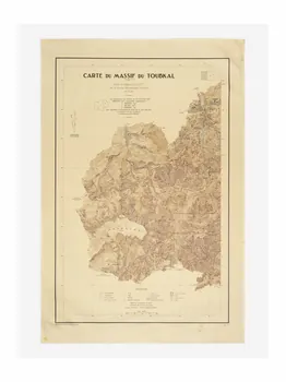 Théophile-Jean Delaye ; Service géographique du Maroc ; Greuling ; Sidoroff ; Jean Dresch carte de géographie Carte du massif du Toubkal, feuilles n°1 et n°2,  1936 Rabat-Salé-Kénitra, Maroc 1936 2019.8.31.1-2 Photo Mucem/ Yves Inchierman