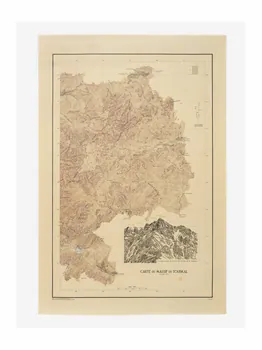 Théophile-Jean Delaye ; Service géographique du Maroc ; Greuling ; Sidoroff ; Jean Dresch carte de géographie Carte du massif du Toubkal, feuilles n°1 et n°2,  1936 Rabat-Salé-Kénitra, Maroc 1936 2019.8.31.1-2 Photo Mucem/ Yves Inchierman