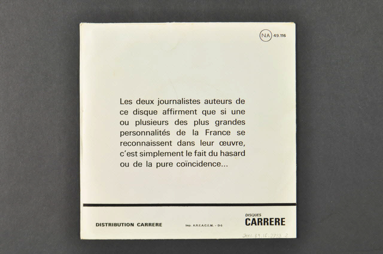 disque 45 tours Tiens la barre 2001.69.16.2733.1-2 Photo Mucem