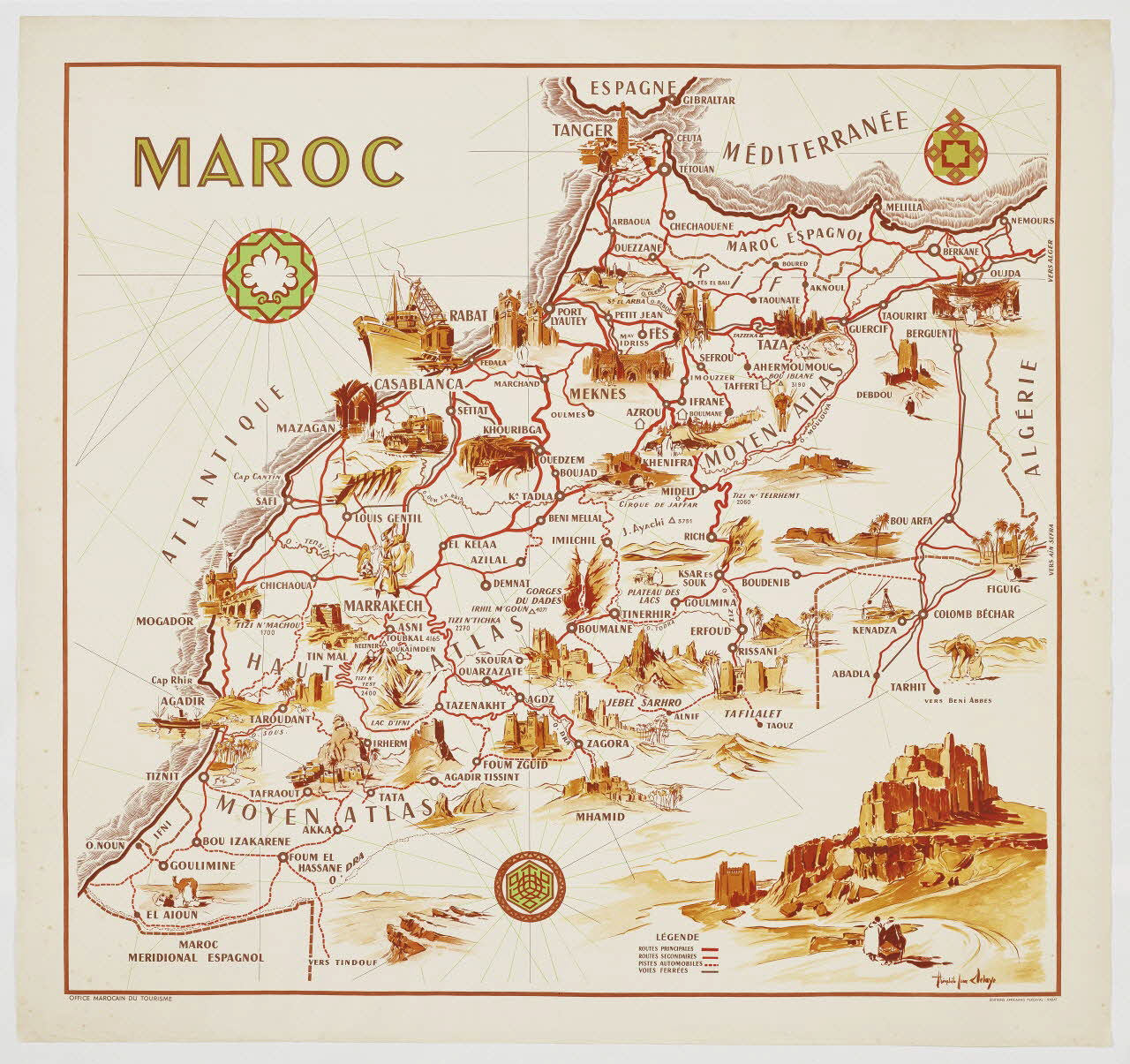Théophile-Jean Delaye ; Office Marocain du Tourisme affiche Maroc, affiche par Théophile Jean Delaye en français, 1950 Maroc 1950 2019.8.29  Photo Mucem / Marianne Kuhn