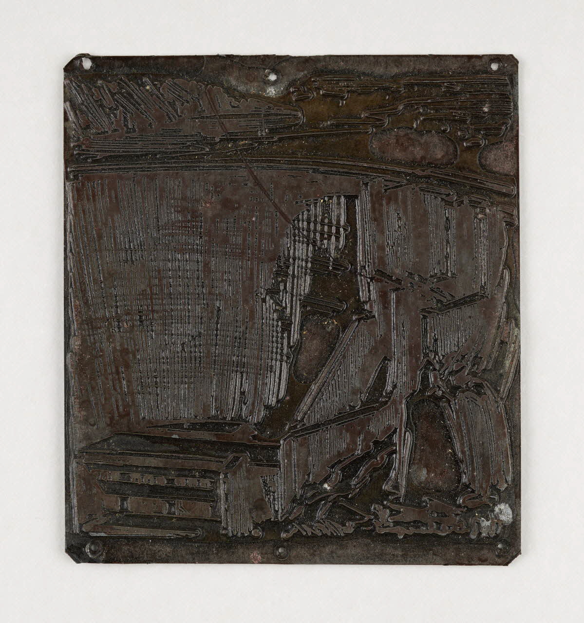 Théophile-Jean Delaye plaque d'impression Barrage de Ouidane Rabat-Salé-Kénitra, Maroc 1950 2019.8.51 Photo Mucem / Marianne Kuhn