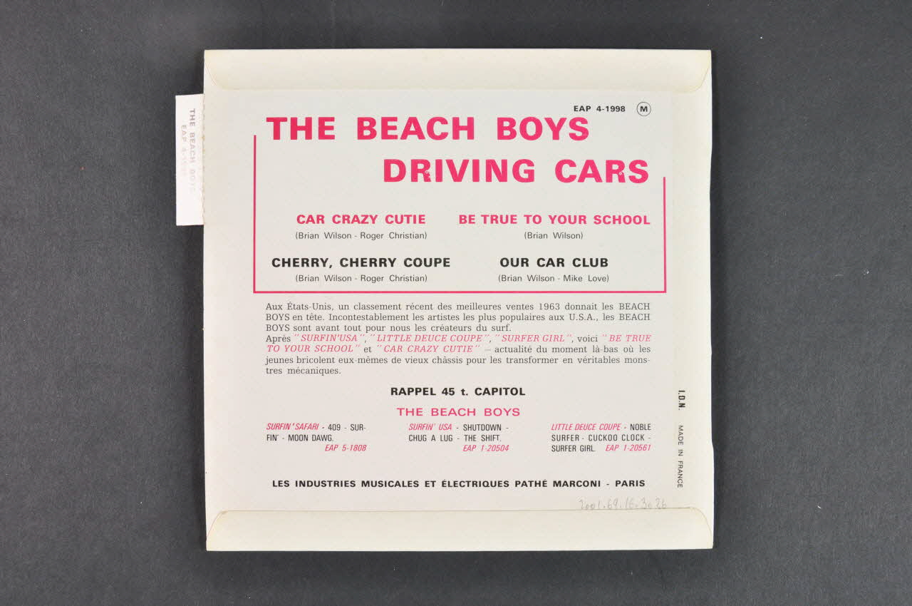 pochette de disque Our car club 2001.69.16.3026 Photo Mucem