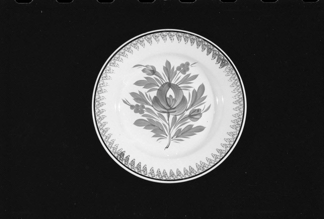 Alain Guey photographie Assiette plate à décor floral provenant de Sarreguemines. Daté du 19è siècle Ile-de-France, France 1973/7/21 Ph.1973.89.191 Photo