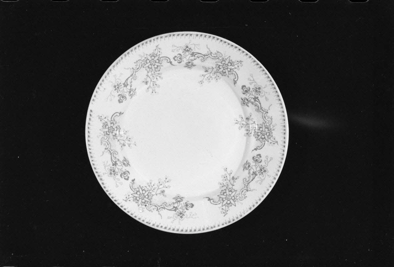 Alain Guey photographie Assiette plate en faïence à décor floral provenant de Luneville. Daté du 19è siècle Ile-de-France, France 1973/7/21 Ph.1973.89.194 Photo