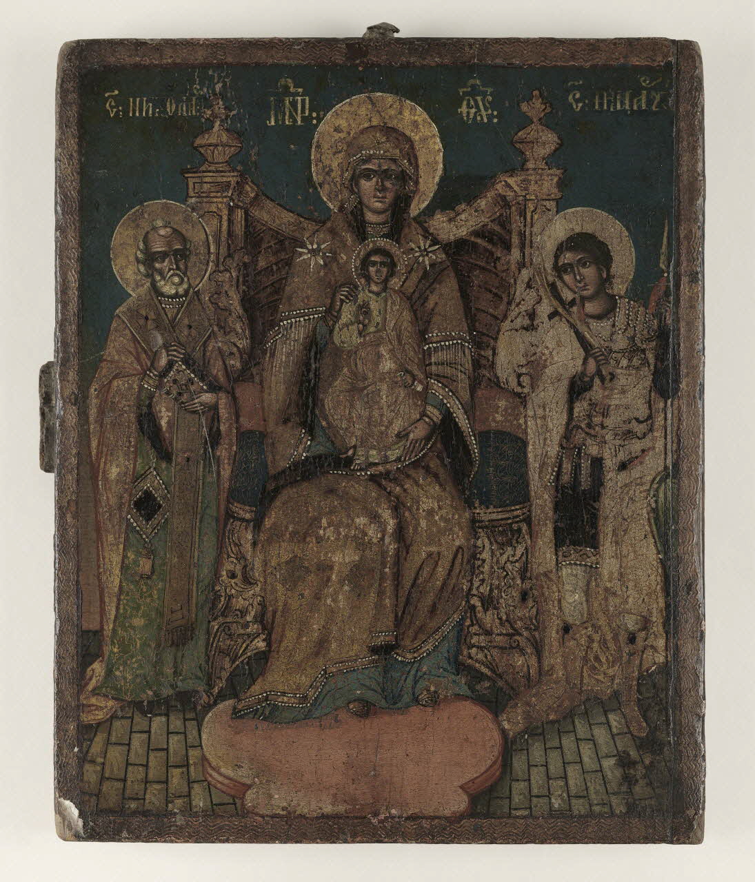 icône Vierge à l'Enfant avec saint Nicolas et saint Mina 2022.8.3 Photo Mucem / Marianne Kuhn