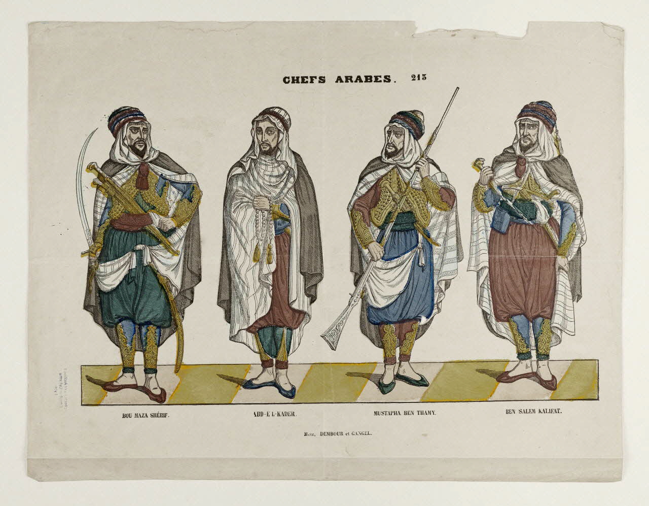Charles Nicolas Gangel estampe Chefs arabes Lorraine, France 1852-1858 2022.1.23 Photo Mucem / Marianne Kuhn