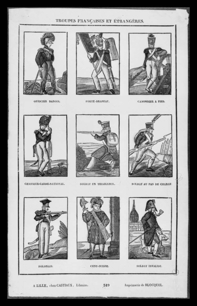 Microfilm Service photographie Image représentant les troupes françaises et étrangères. Bois couleur. Blocquel (imprimeur) Ile-de-France, France 1958/6/1 Ph.1958.55.130 Photo