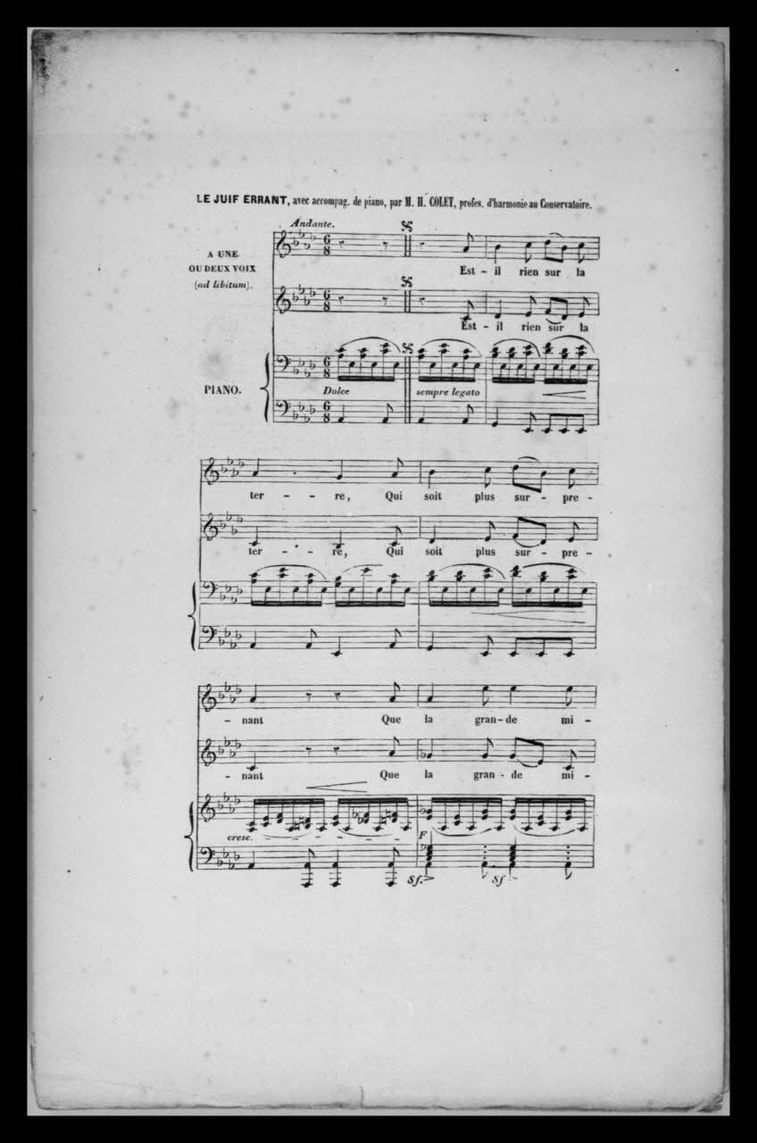 photographie Texte. "Le Juif errant". Impression noir et blanc. Troisième page. Musique Ph.1959.83.39 Photo