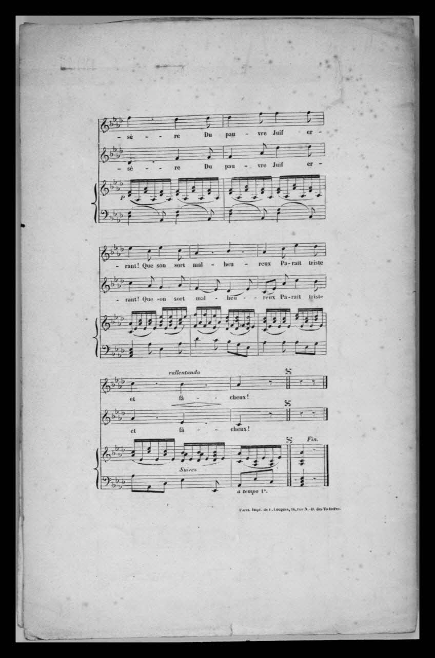 photographie Texte. "Le Juif errant". Impression noir et blanc. Quatrième page. Musique Ph.1959.83.40 Photo