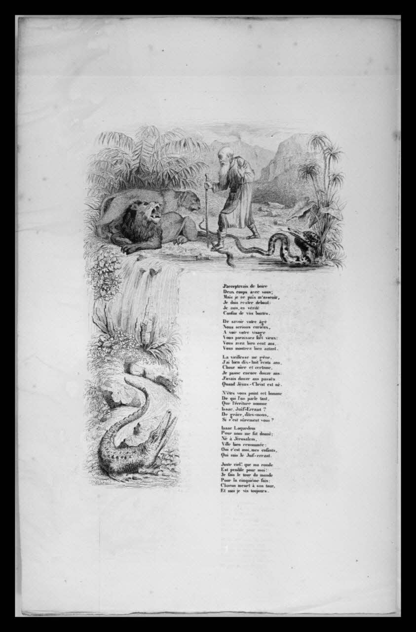 photographie "Complainte du Juif errant". Texte en vers. Impression noir et blanc. Ill. cuivre noir et blanc. Page 2 Ph.1959.83.42 Photo