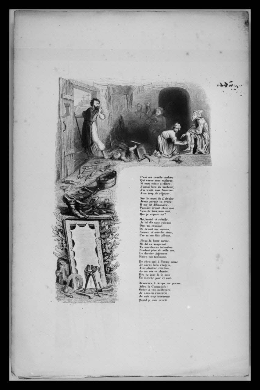 photographie "Complainte du Juif errant". Texte en vers. Impression noir et blanc. Ill. cuivre noir et blanc. Page 4 Ph.1959.83.44 Photo