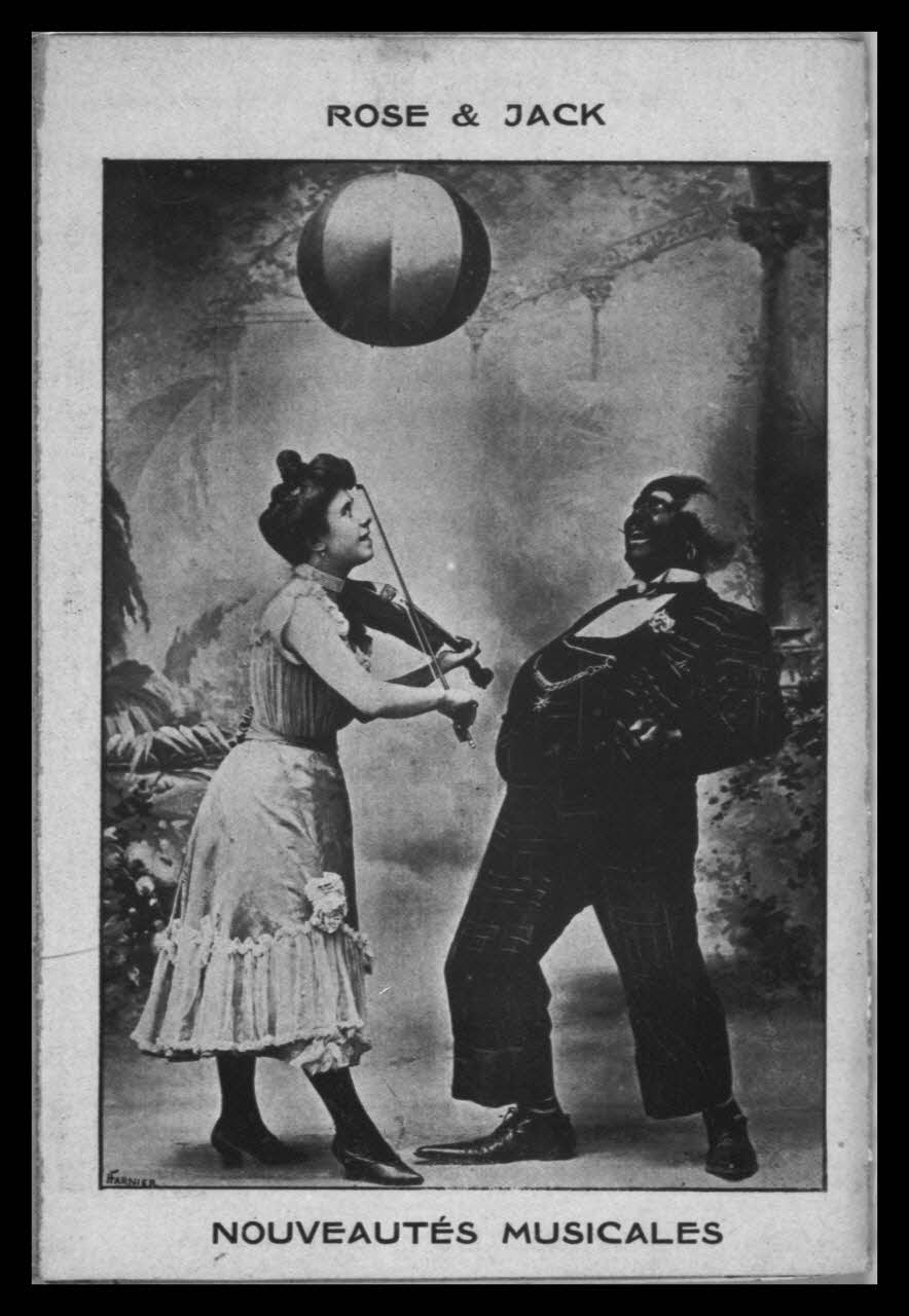 Microfilm Service photographie Dépliant. Reproduction industrielle (lithographie noir et blanc). "Rose et Jack. Nouveautés musicales". Signé M. Farnier. Violon et ballon France 1960/4/1 Ph.1960.54.7 Photo