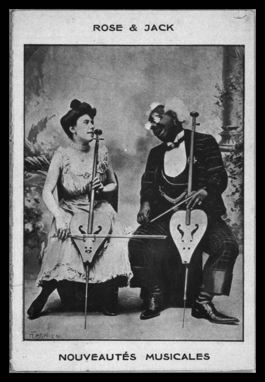 Microfilm Service photographie Dépliant. Reproduction industrielle (lithographie noir et blanc). "Rose et Jack. Nouveautés musicales". Signé M. Farnier. Violon et ballon France 1960/4/1 Ph.1960.54.9 Photo