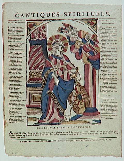 Pierre Paul Rubens ; Jacques-Pierre Garnier-Allabre imagerie ancienne CANTIQUES SPIRITUELS.  ORAISON A SAINTE CATHERINE. Chartres 1815-1823 1957.21.5 Photo RMN-Grand Palais (Mucem)