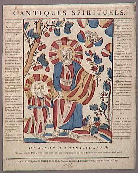 Jacques-Pierre Garnier-Allabre ; Jean-Jacques Ancelle imagerie ancienne CANTIQUES SPIRITUELS.  ORAISON A SAINT JOSEPH Chartres 1815-1823 1948.18.112 Photo RMN-Grand Palais (Mucem)
