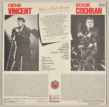 Eddie Cochran ; Gene Vincent ; Big Beat Records ; Musidisc-Europe; ; Archives Disco Revue ; P. Besse disque 33 tours Rock'n Roll Heroes 1982 2001.69.16.179 Photo