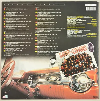 Eddy Mitchell ; Les Gam's ; Nino Ferrer ; Sacha Distel ; Frank Alamo ; Richard Anthony ; Hervé Vilard ; Johnny Hallyday ; Les Missiles ; Les Chaussettes Noires ; Françoise Hardy ; Claude François ; Sheila ; Sylvie Vartan ; Nancy Holloway ; Frankie Jordan ; Dick Rivers ; Monty ; Hugues Aufray ; Lucky Blondo ; Vic Laurens ; Les Surfs ; Les Chats Sauvages ; Danyel Gerard ; Maurice Chevalier ; Salut les Copains (émission) ; Europe 1 ; EMI Pathé-Marconi ; Polygram(Distribution) ; Musidisc ; Carrère ; Disques Vogue ; Pastelle ; Henry-Pierre Vernez ; Alain Resplandin ; Catherine Angeloz ; Gil Paquet disque 33 tours Salut les copains 1987 2001.69.16.40.1-3 Photo