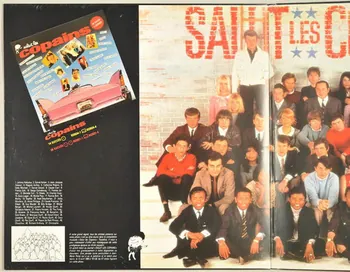 Eddy Mitchell ; Les Gam's ; Nino Ferrer ; Sacha Distel ; Frank Alamo ; Richard Anthony ; Hervé Vilard ; Johnny Hallyday ; Les Missiles ; Les Chaussettes Noires ; Françoise Hardy ; Claude François ; Sheila ; Sylvie Vartan ; Nancy Holloway ; Frankie Jordan ; Dick Rivers ; Monty ; Hugues Aufray ; Lucky Blondo ; Vic Laurens ; Les Surfs ; Les Chats Sauvages ; Danyel Gerard ; Maurice Chevalier ; Salut les Copains (émission) ; Europe 1 ; EMI Pathé-Marconi ; Polygram(Distribution) ; Musidisc ; Carrère ; Disques Vogue ; Pastelle ; Henry-Pierre Vernez ; Alain Resplandin ; Catherine Angeloz ; Gil Paquet disque 33 tours Salut les copains 1987 2001.69.16.40.1-3 Photo