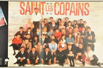 Eddy Mitchell ; Les Gam's ; Nino Ferrer ; Sacha Distel ; Frank Alamo ; Richard Anthony ; Hervé Vilard ; Johnny Hallyday ; Les Missiles ; Les Chaussettes Noires ; Françoise Hardy ; Claude François ; Sheila ; Sylvie Vartan ; Nancy Holloway ; Frankie Jordan ; Dick Rivers ; Monty ; Hugues Aufray ; Lucky Blondo ; Vic Laurens ; Les Surfs ; Les Chats Sauvages ; Danyel Gerard ; Maurice Chevalier ; Salut les Copains (émission) ; Europe 1 ; EMI Pathé-Marconi ; Polygram(Distribution) ; Musidisc ; Carrère ; Disques Vogue ; Pastelle ; Henry-Pierre Vernez ; Alain Resplandin ; Catherine Angeloz ; Gil Paquet disque 33 tours Salut les copains 1987 2001.69.16.40.1-3 Photo