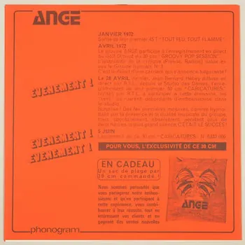 Ange ; Philips disque 33 tours Ange / Caricatures 1972 2001.69.16.68  Photo