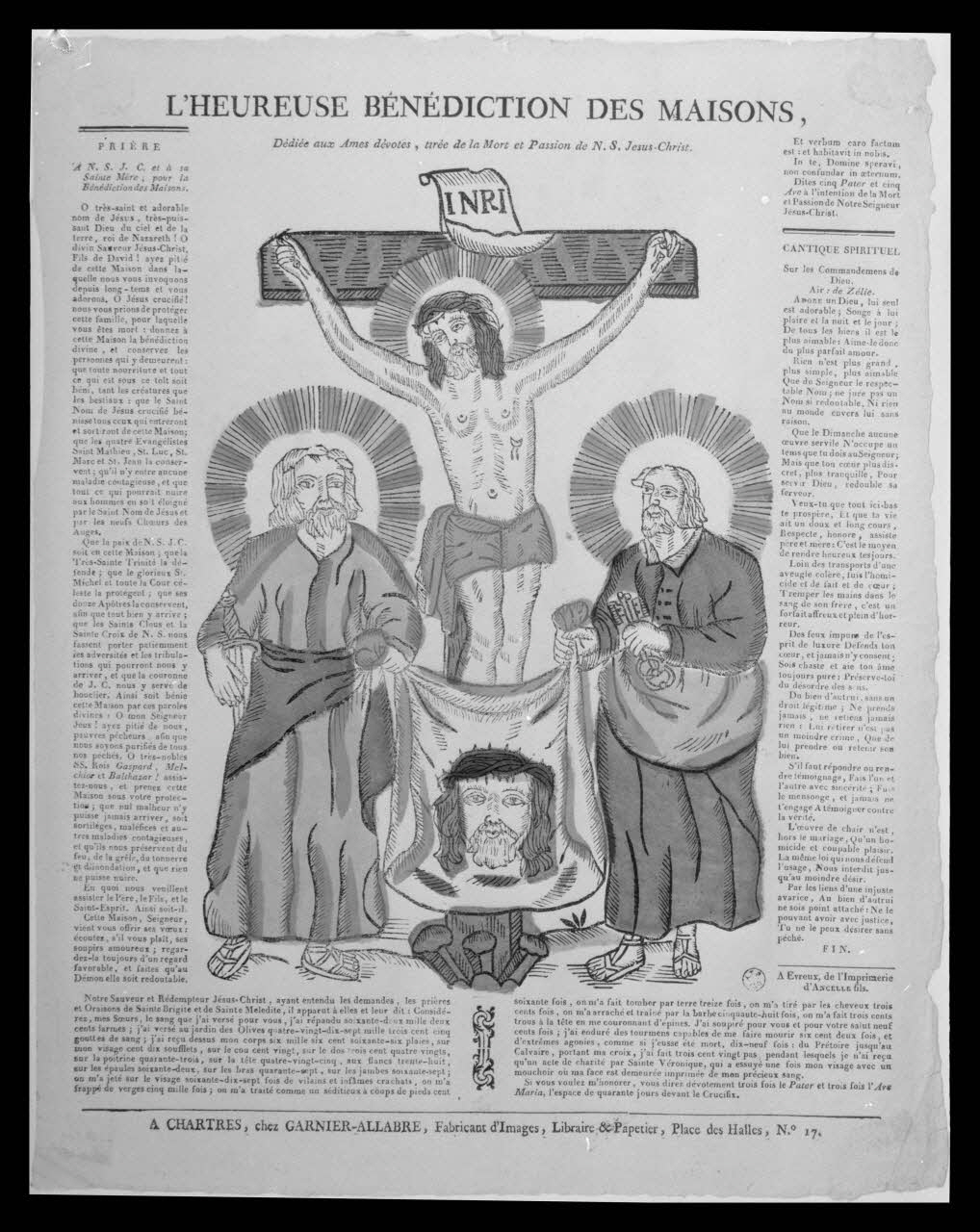 Pierre Soulier photographie Image. Bois colorié. "L'heureuse bénédiction des maisons". Chartres, Garnier-Allabre Ile-de-France, France 1957/2/20 Ph.1957.18.13 Photo