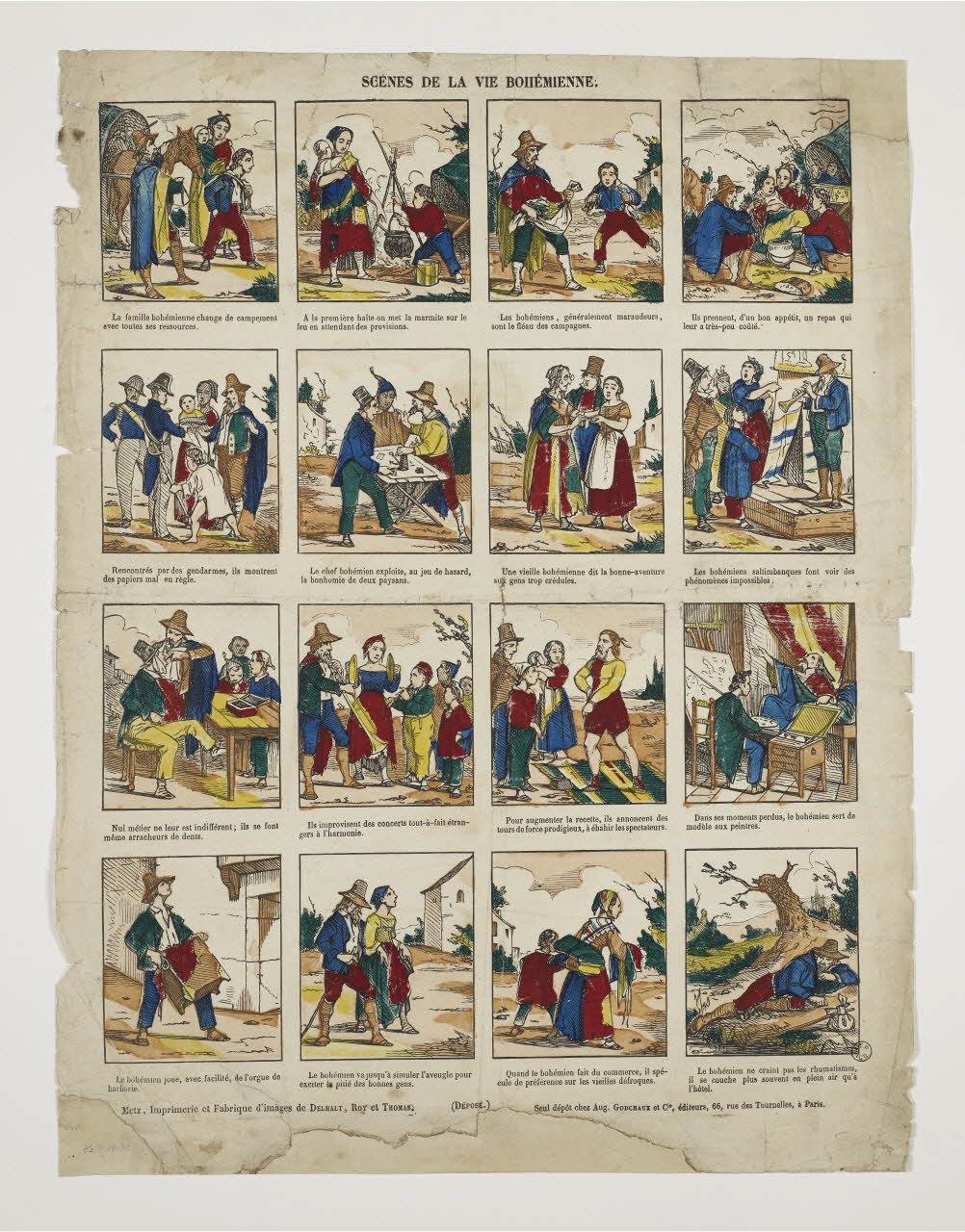 Delhalt, Roy et Thomas estampe Scènes stéréotypées de la "vie bohémienne" Lorraine, France 1859-1892 1953.86.4128 Photo Mucem / Marianne Kuhn