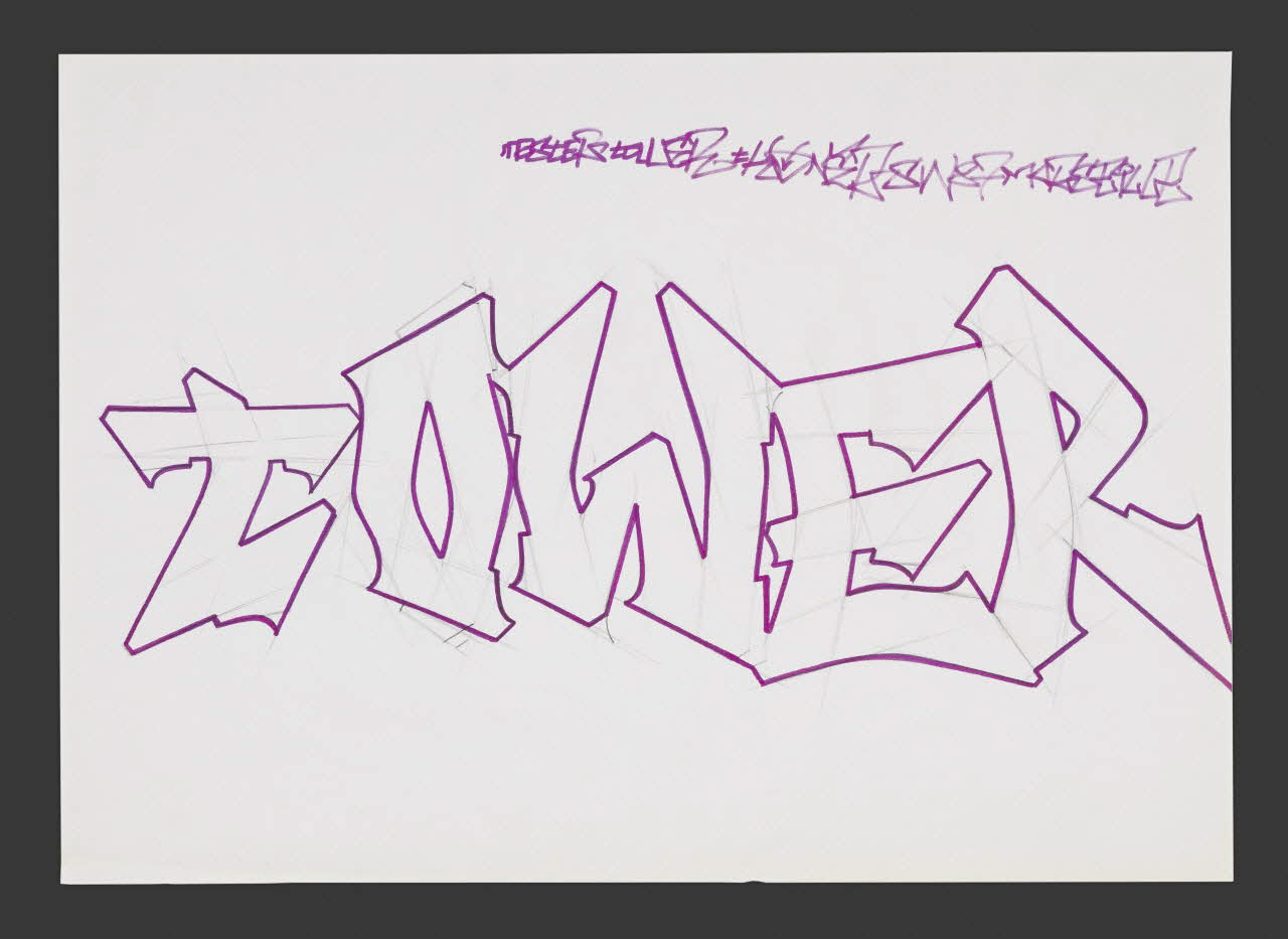 dessin Esquisse en vue d'un graffiti dans l'espace public 2018.17.13 Photo Mucem / Marianne Kuhn