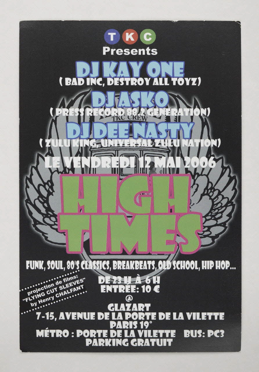 flyer High Times DJ Kay One DJ Asko DJ Dee Nasty 2006 2020.9.3 Photo Mucem / Marianne Kuhn