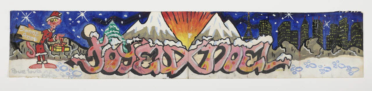 Dee Nasty esquisse sketch pour un graff "Joyeux Noël" Ile-de-France, France 1984 2022.25.1 Photo Mucem / Marianne Kuhn