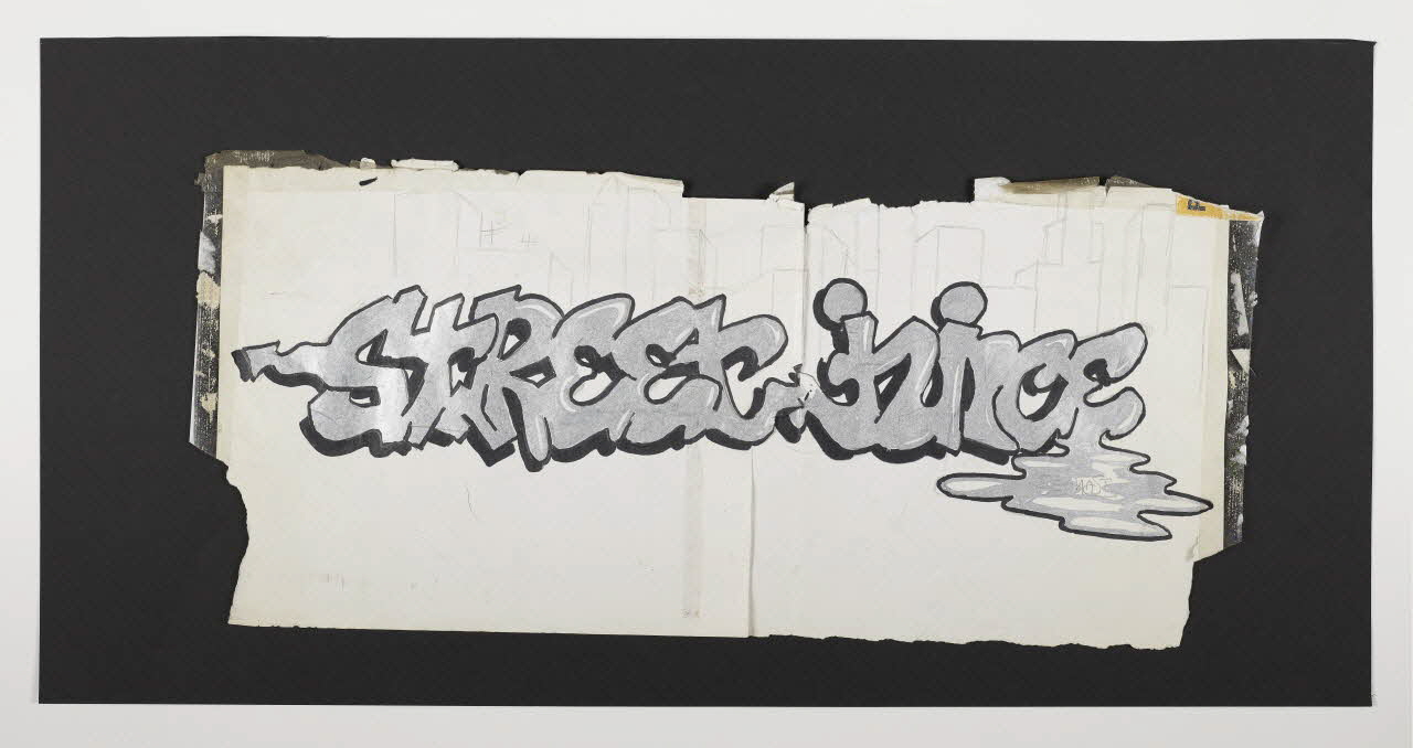 Dee Nasty esquisse sketch pour un graff "Street Juice" Ile-de-France, France 1984 2022.26.1 Photo Mucem / Marianne Kuhn
