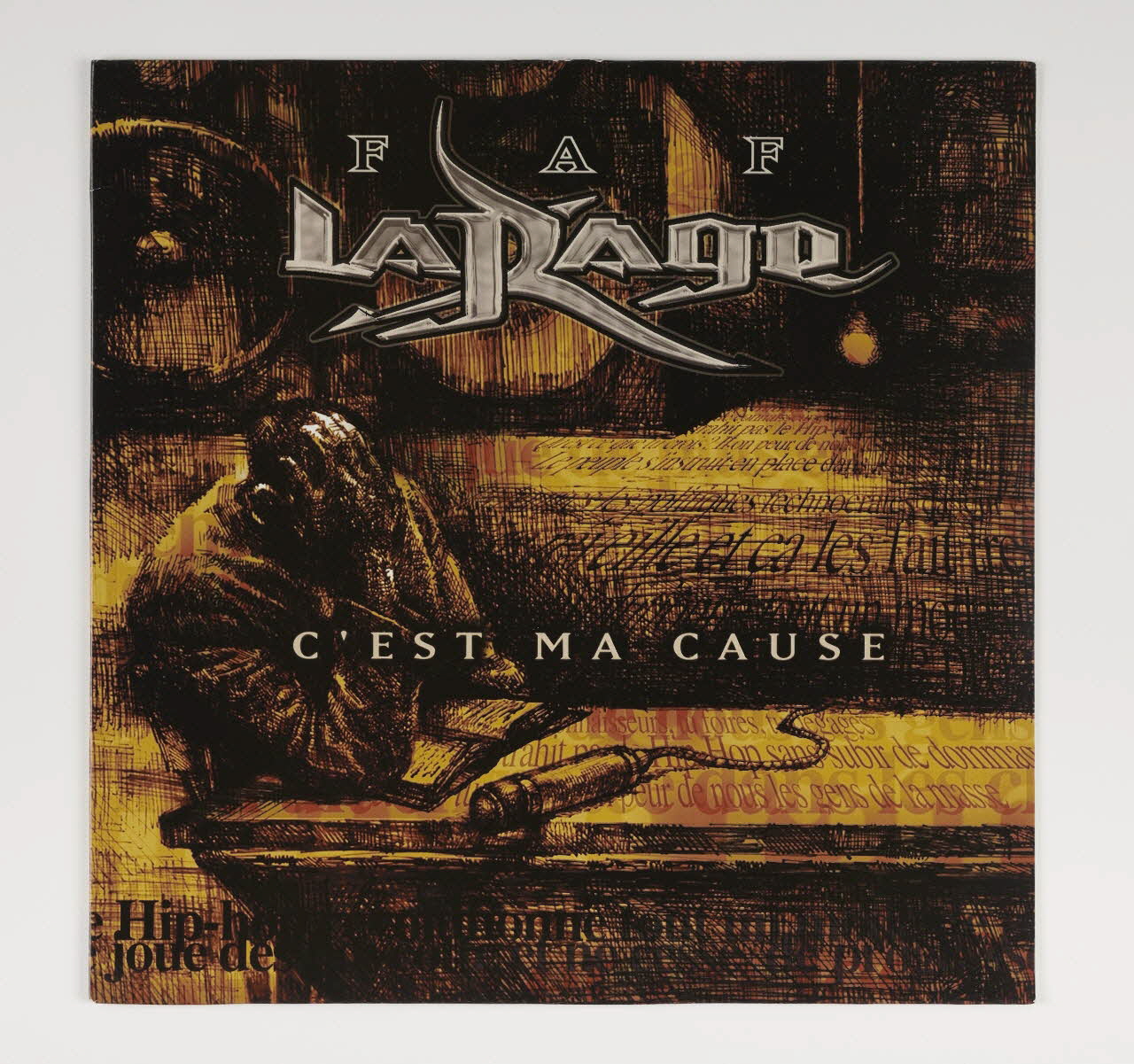 Faf Larage disque vinyle FAF LA RAGE "C'est ma cause" 1998 2022.27.9.1-3 Photo Mucem / Marianne Kuhn