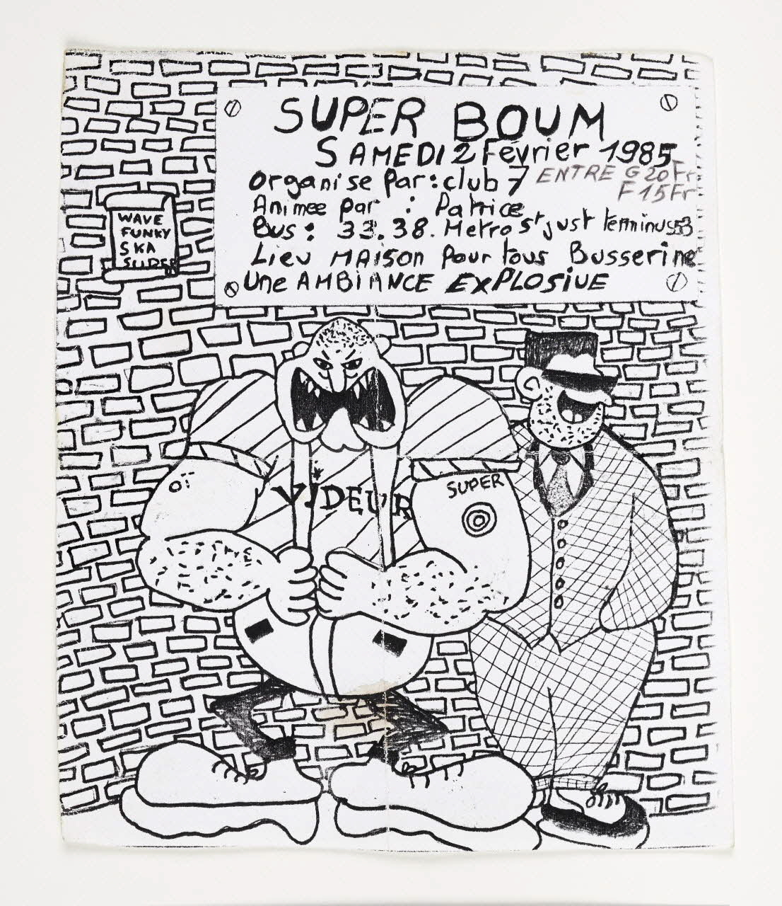 affichette publicitaire Flyer "Super Boum" Provence-Alpes-Côte d'Azur, France 1985 2022.27.8 Photo Mucem / Marianne Kuhn