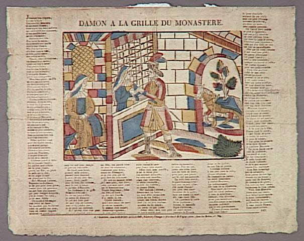 Jacques-Pierre Garnier-Allabre imagerie ancienne DAMON A LA GRILLE DU MONASTERE. Chartres 1805-1815 1967.171.4 Photo RMN-Grand Palais (Mucem)