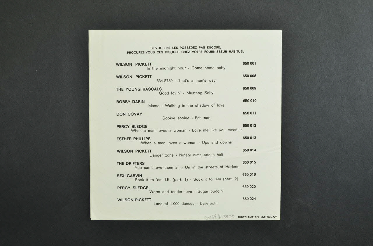 pochette de disque Believe it or not 2001.69.16.3373 Photo Mucem