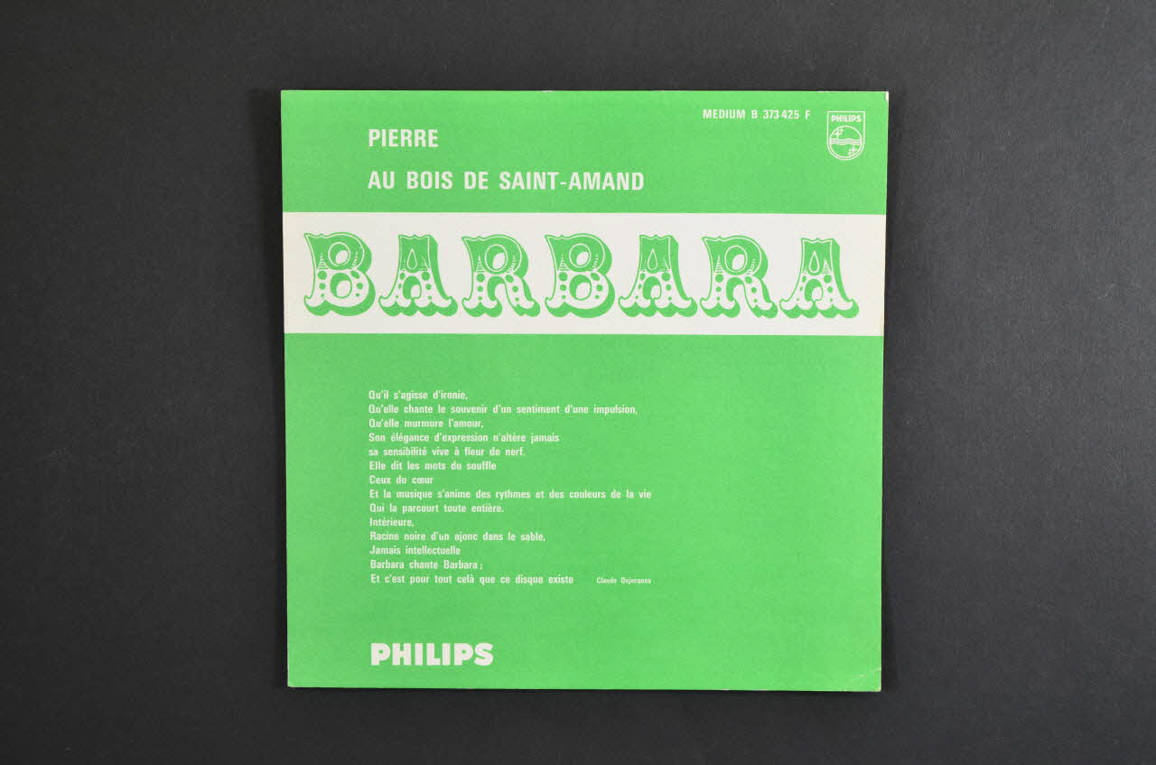 pochette de disque Au bois de Saint-Amand 2001.69.16.3436 Photo Mucem