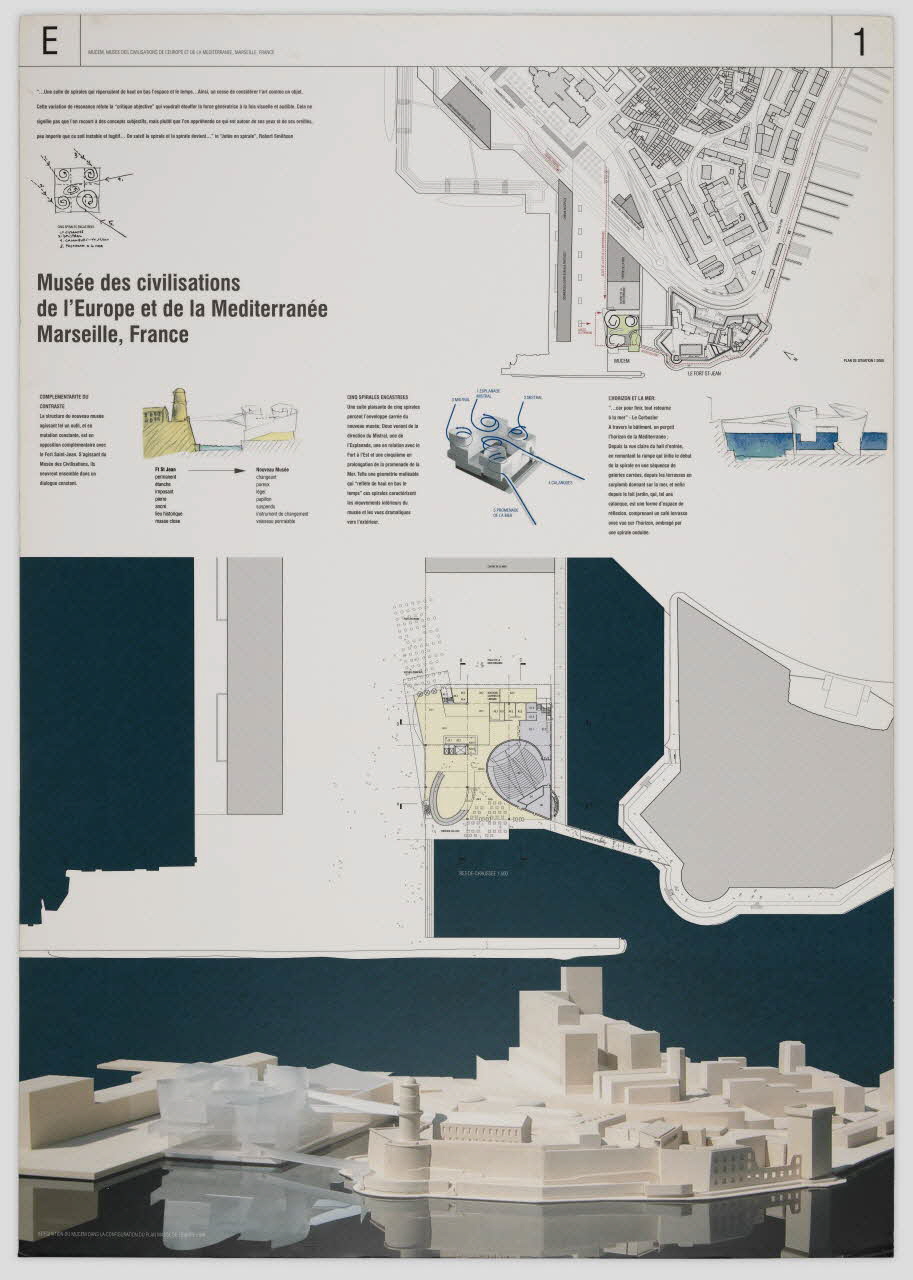 Steven Holl ; André Jollivet panneau Projet du concours d'architecture pour le Mucem J4 France 2002 2017.42.7.3 Photo Mucem / Marianne Kuhn
