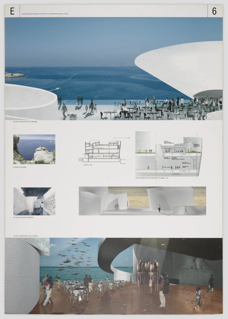 Steven Holl ; André Jollivet panneau Projet du concours d'architecture pour le Mucem J4 France 2002 2017.42.7.8 Photo Mucem / Marianne Kuhn