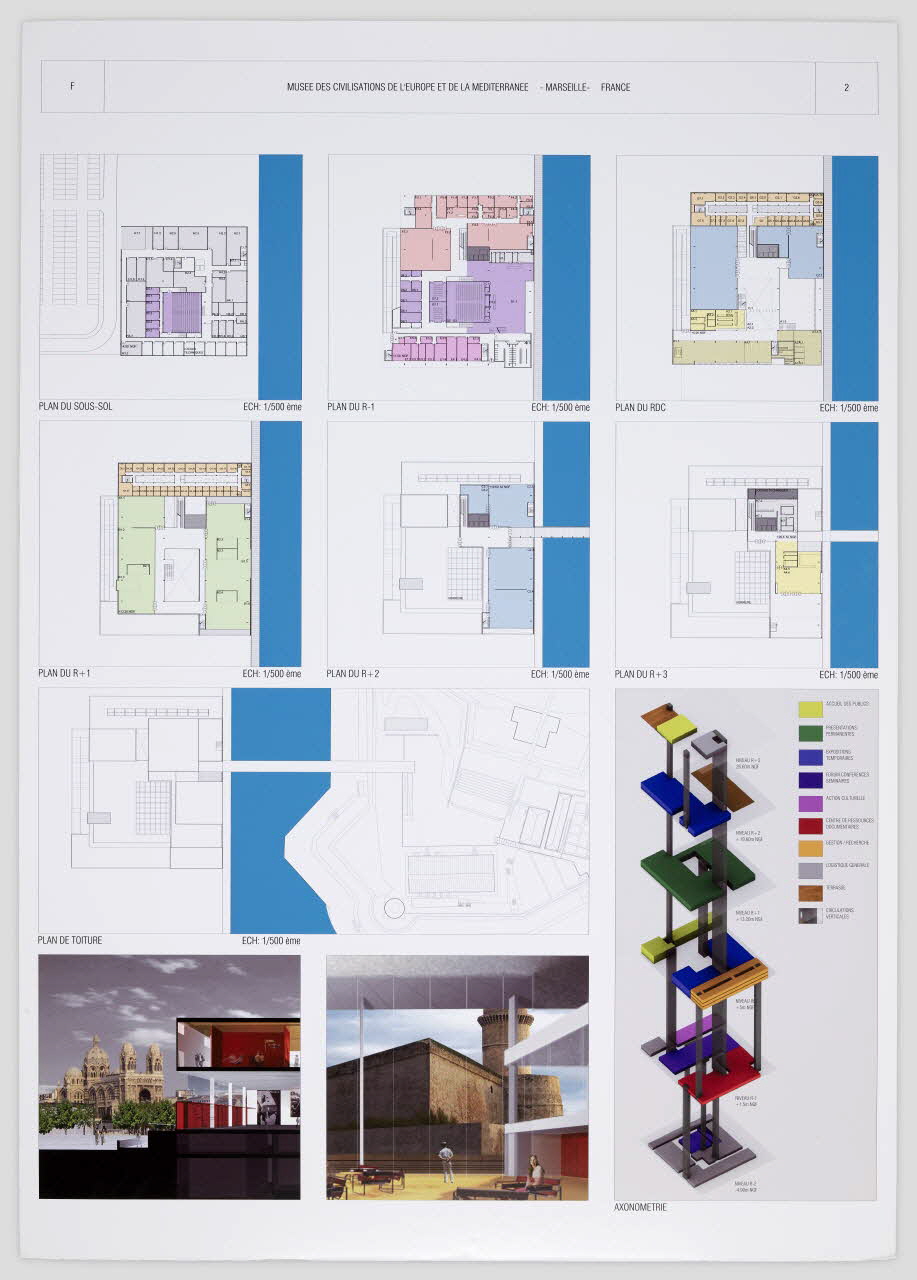 Pierre-Louis Faloci panneau Projet du concours d'architecture pour le Mucem J4 France 2002 2017.42.8.4 Photo Mucem / Marianne Kuhn
